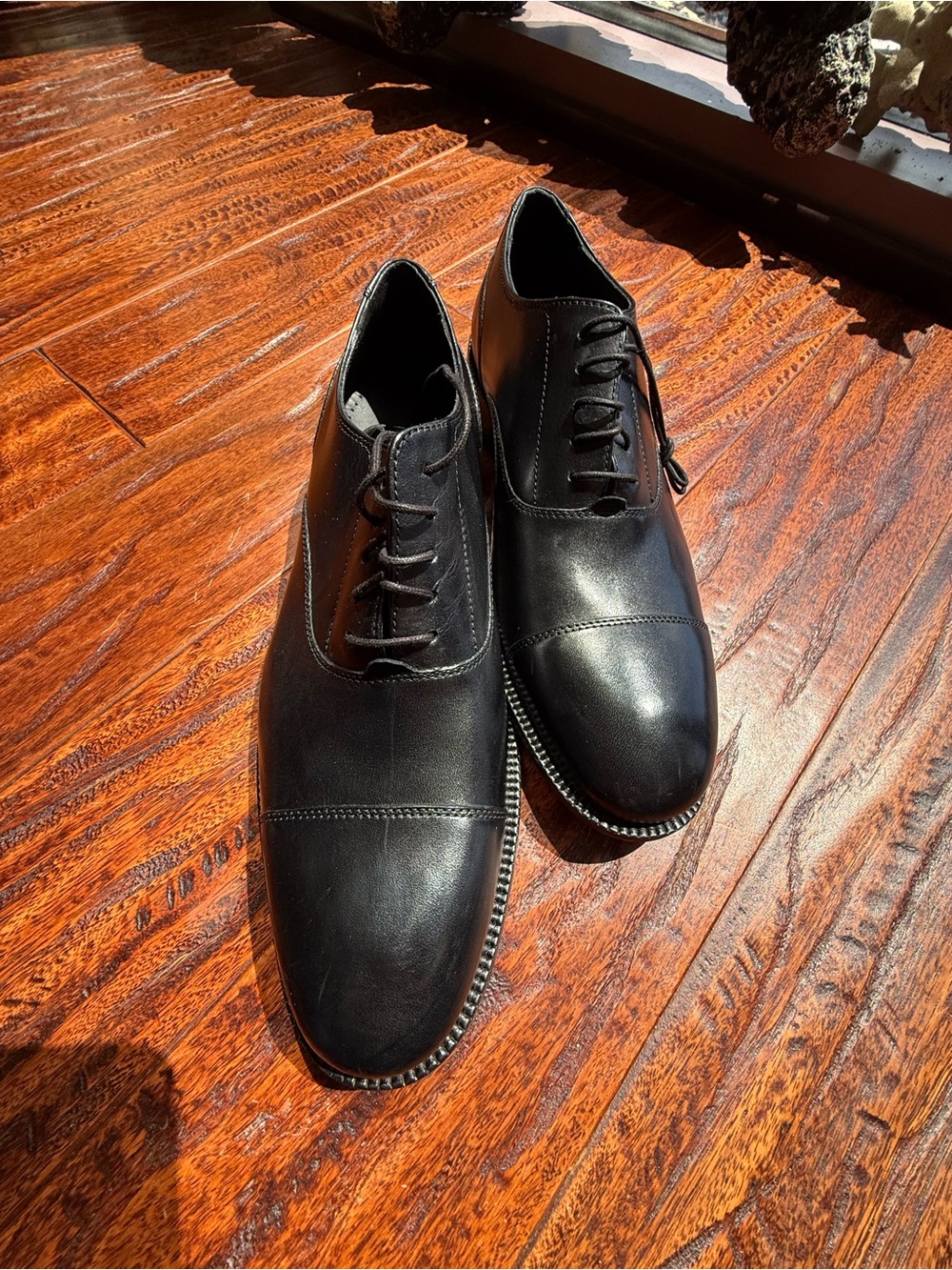 Cole Haan Black Cap-Toe Leather Oxfords